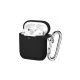 Coque Etui en silicone antichoc doux pour Apple AirPods  - Noir, avec Mousqueton