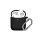 Coque Etui en silicone antichoc doux pour Apple AirPods  - Noir, avec Mousqueton