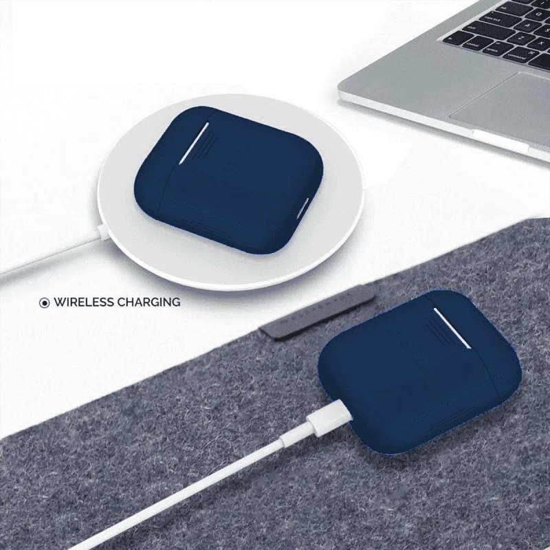 Coque Etui en silicone antichoc doux pour Apple AirPods  - Marin