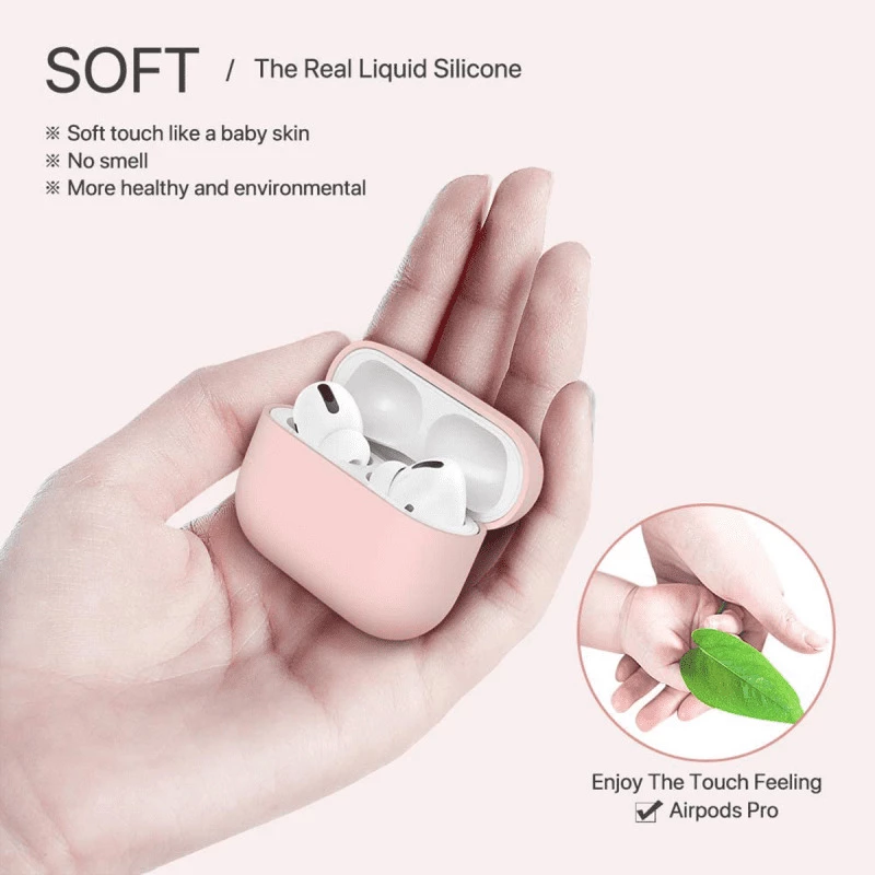 Coque Etui en silicone antichoc doux pour Apple AirPods Pro - Rose