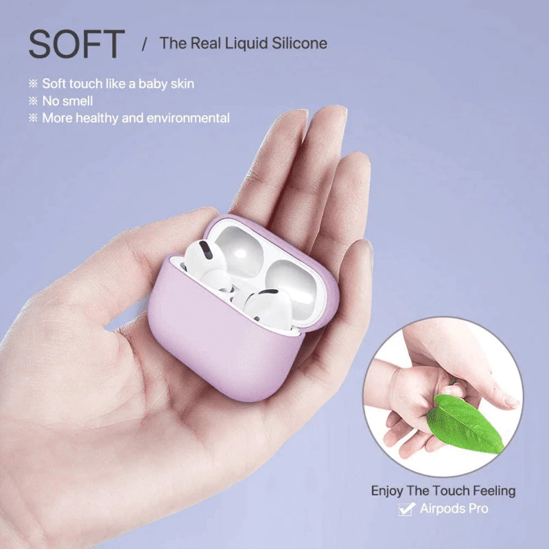 Coque Etui en silicone antichoc doux pour Apple AirPods Pro - Violet