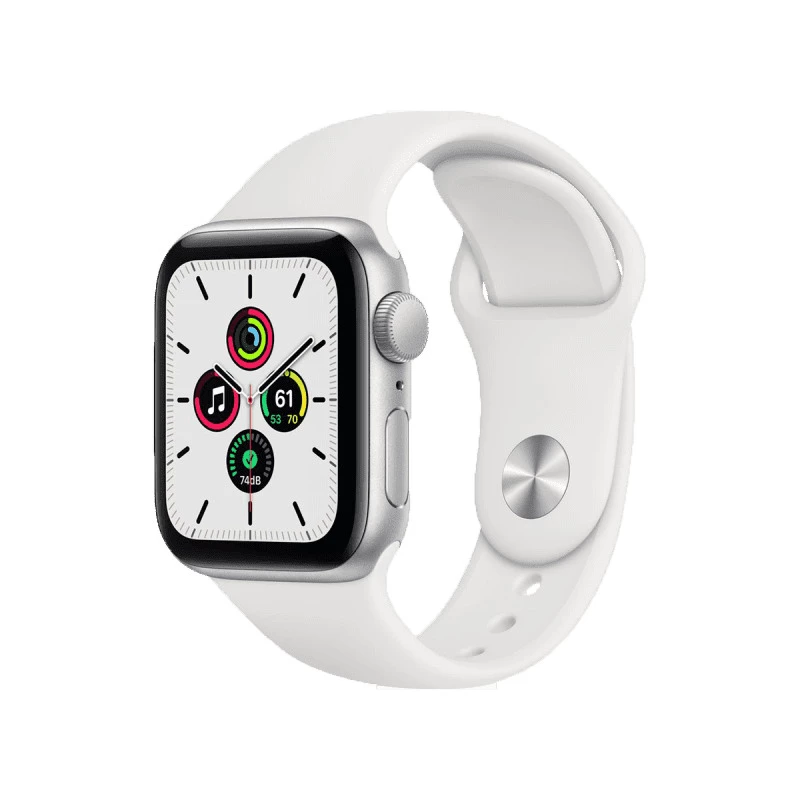 Apple Watch SE (GPS, 40mm) - Silver Aluminium with Sports Band - White