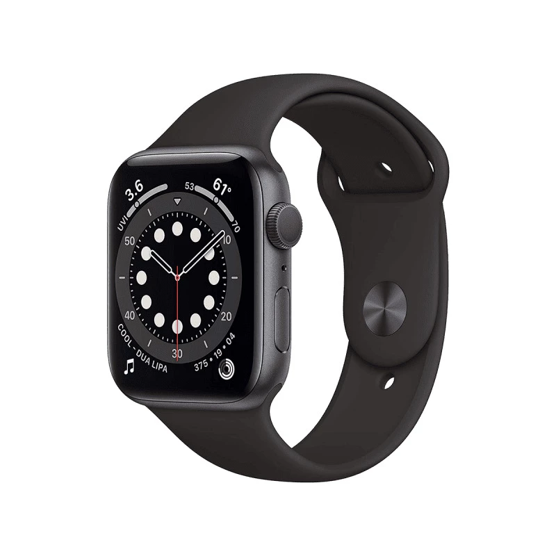 Apple Watch Series 6 (GPS, 44mm) Space Grey Aluminium with Sports Band - Black