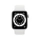 Apple Watch Series 6 (GPS, 44mm) Silver Aluminium with Sports Band - White